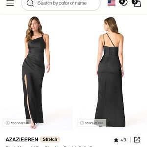 Azazie Black Sleeveless Spaghetti Strap Gown